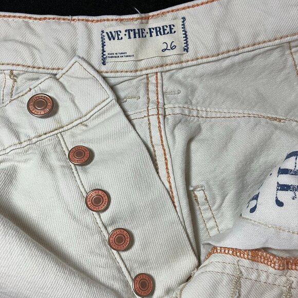 We the Free Barrel White Washed Barrel Jeans (Size 26) - Picture 1 of 16
